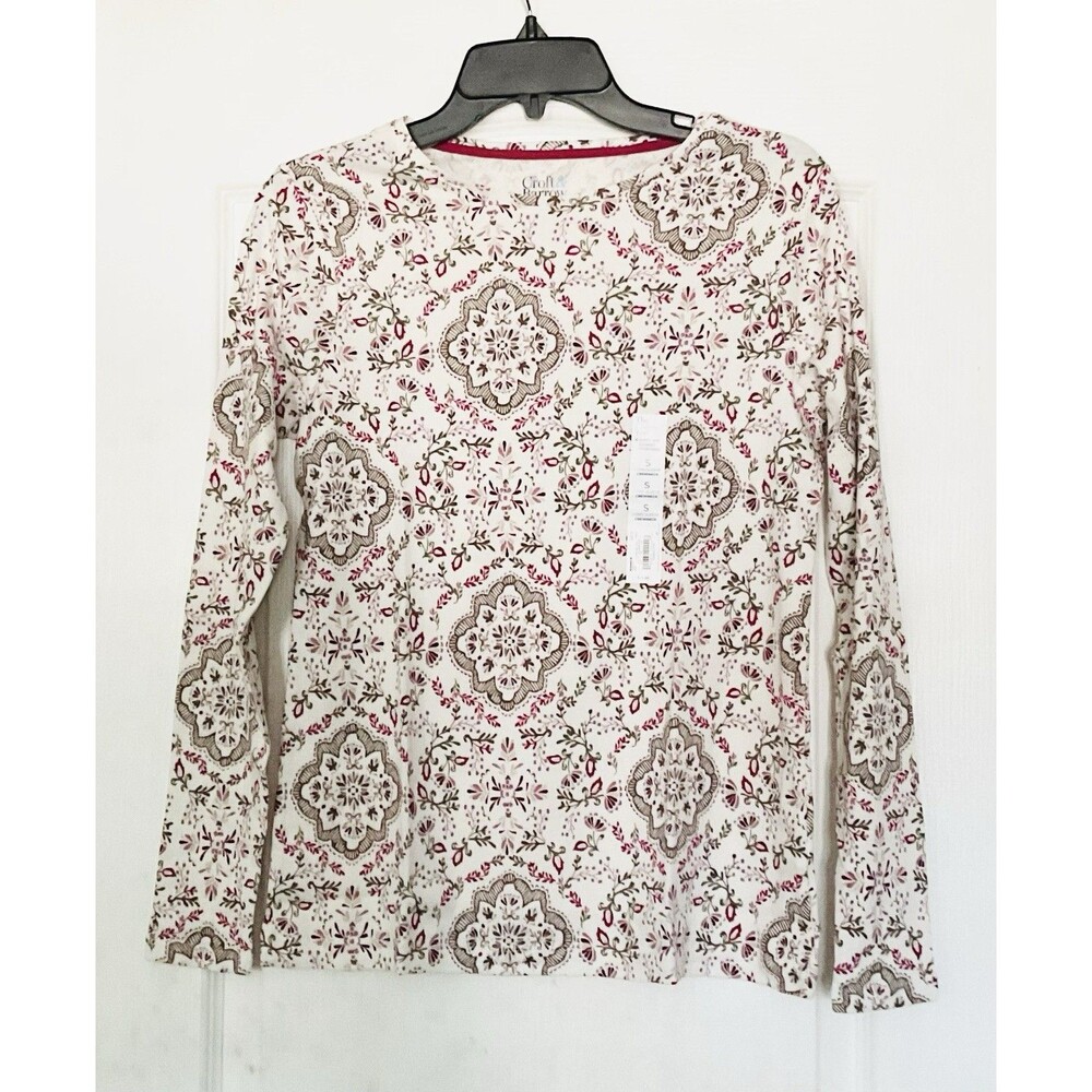 Croft & Barrow Women's Essential Long-Sleeve Crewneck Tee Size S, Cream